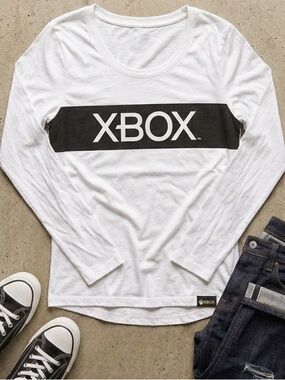 NWT Meta Threads Xbox "Label Linear" Long Sleeve Scoop Neck White Tee XL Grunge